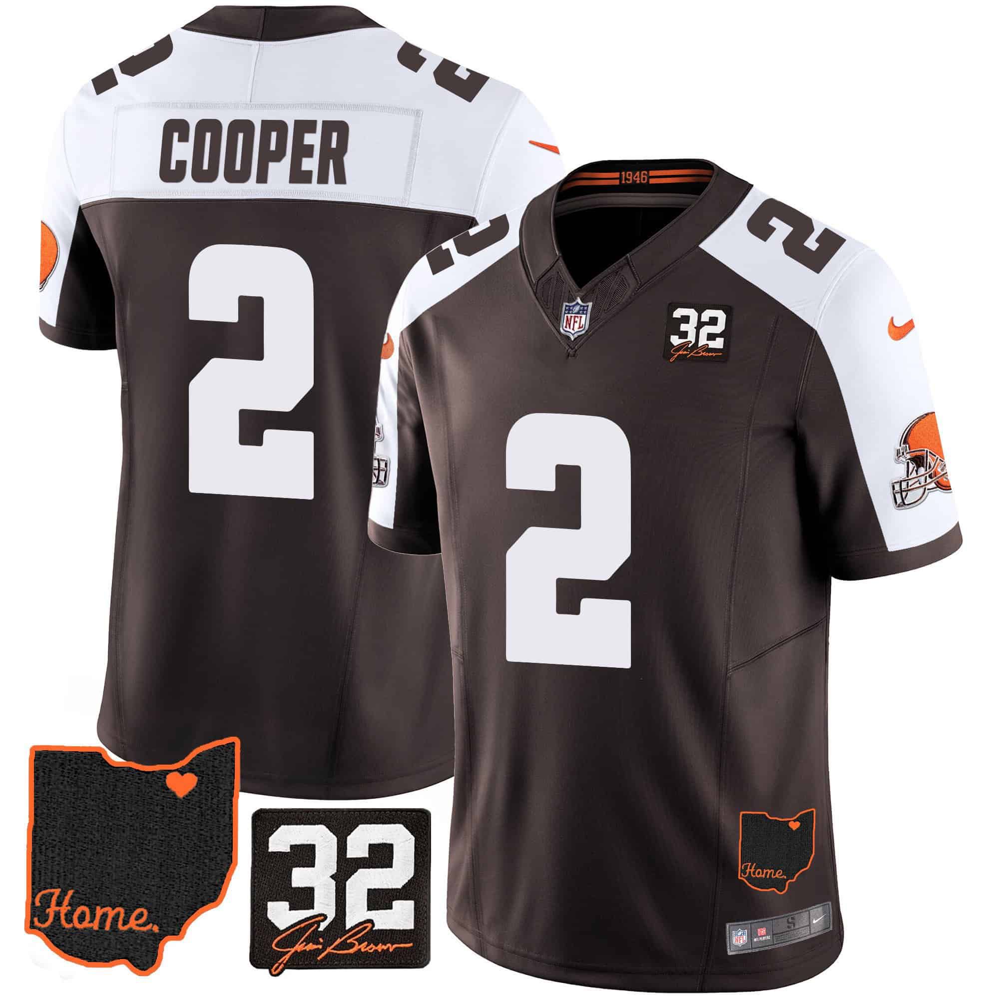 Men Cleveland Browns #2 Cooper Brown Memorial Home Patch 2024 Nike NFL Jersey->indianapolis colts->NFL Jersey